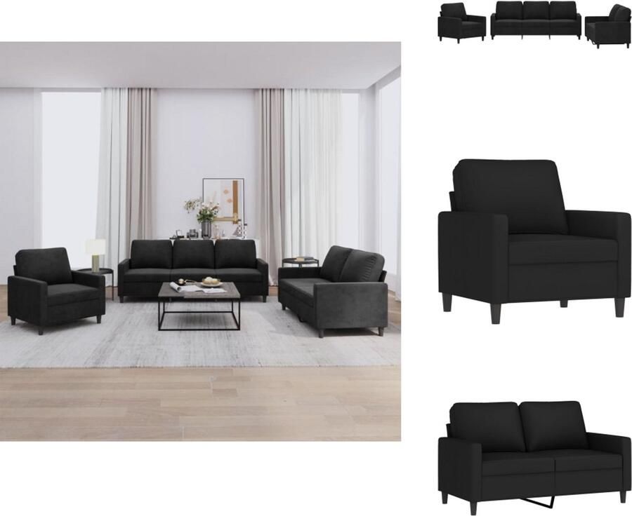 VidaXL Bank Banken Sofa Loungebank 3-delige Loungeset met kussens fluweel zwart