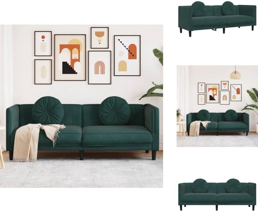 VidaXL Bank Banken Sofa Tuinbank Bank met kussens 3-zits fluweel donkergroen