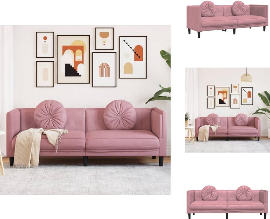 VidaXL Bank Banken Sofa Tuinbank Bank met kussens 3-zits fluweel roze
