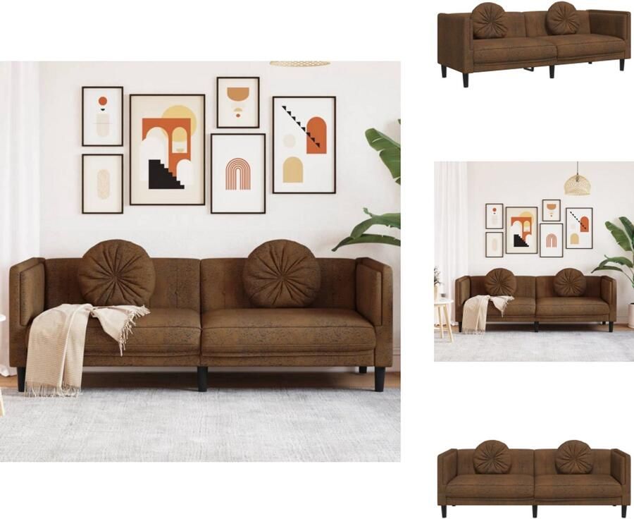 VidaXL Bank Banken Sofa Tuinbank Bank met kussens 3-zits kunstsuède bruin