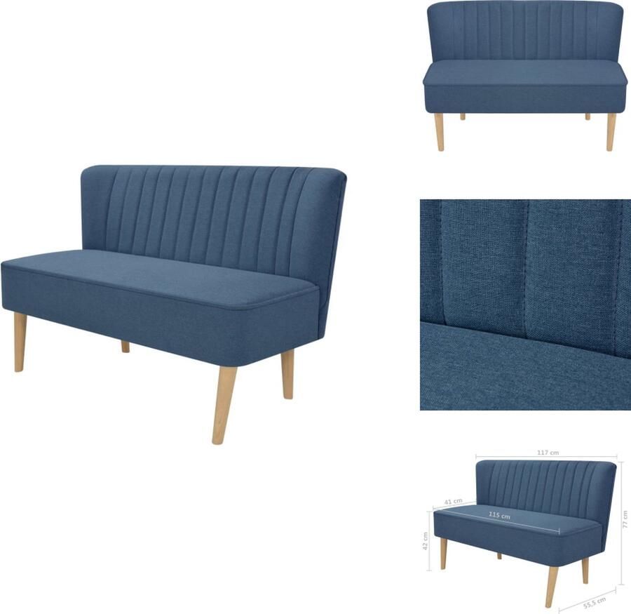 VidaXL Bank Tweezitsbank Blauw 117 x 55.5 x 77 cm Polyester Bank