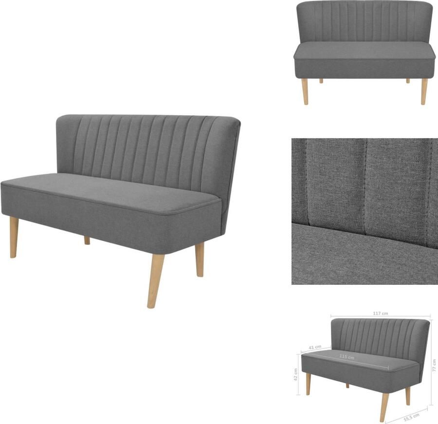 VidaXL Tweezitsbank Lichtgrijs 117 x 55.5 x 77 cm Slijtvaste stoffen bekleding Bank