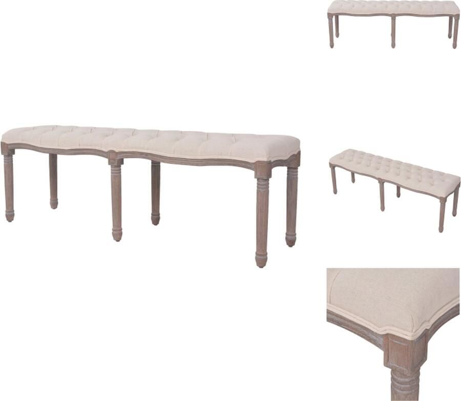 VidaXL Bank Banken Stoffen Bank Stoffen Banken Bank 150x40x48 cm linnen massief hout crèmewit