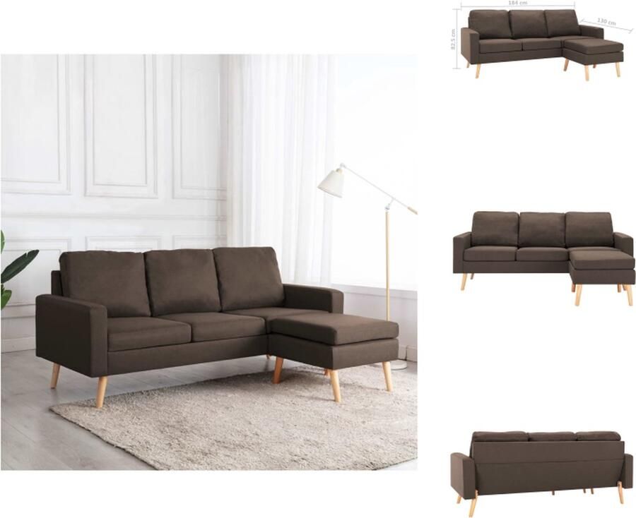 VidaXL Bank Banken Stoffen Bank Stoffen Banken Driezitsbank met voetenbank stof bruin