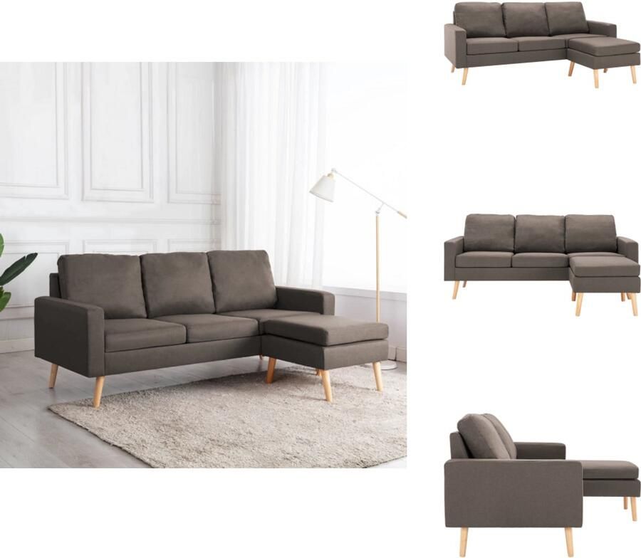 VidaXL Bank Banken Stoffen Bank Stoffen Banken Driezitsbank met voetenbank stof taupe