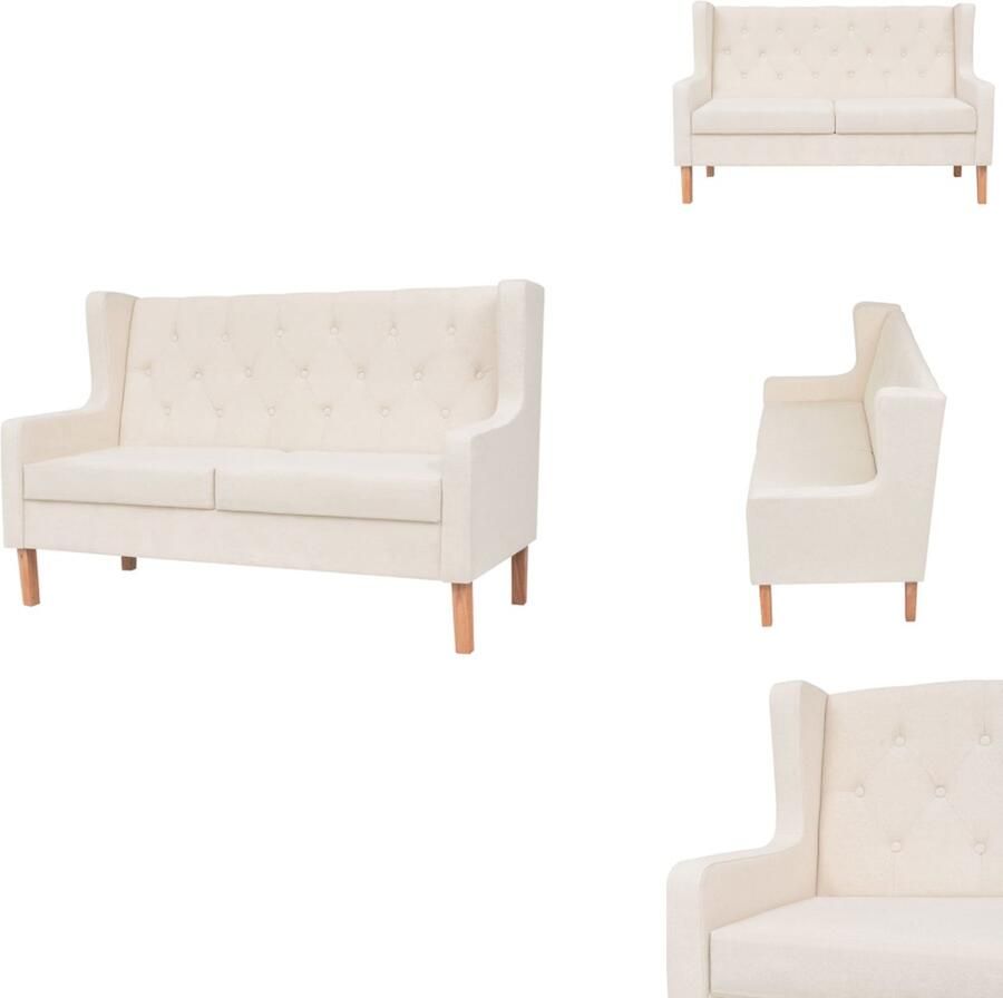 VidaXL Bank Banken Stoffen Bank Stoffen Banken Tweezitsbank stof crèmewit