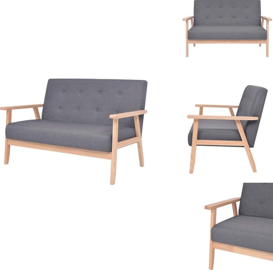 VidaXL Comfortabele 2-zitsbank Donkergrijs 113.5 x 67 x 73.5 cm Polyester stof Houten frame Bank