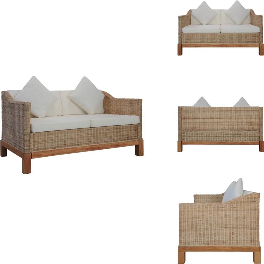 VidaXL Bank Banken Tweezitsbank Tweezitsbanken Tweezitsbank met kussens natuurlijk rattan