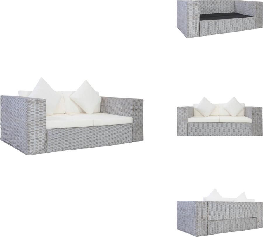 VidaXL Bank Banken Tweezitsbank Tweezitsbanken Tweezitsbank met kussens natuurlijk rattan