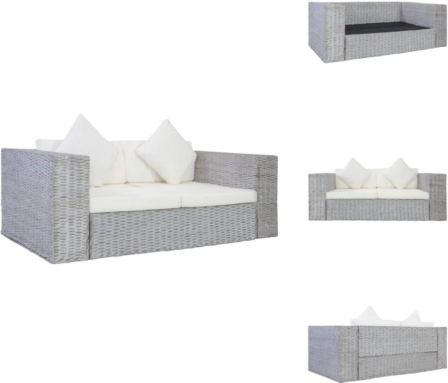 The Living Store Rattan Naturel Bank 132 x 78 x 74 cm Duurzaam houten frame Rattan Bank Tweezitsbank Lounge Bank Buitenbank Tuinbank - Foto 7