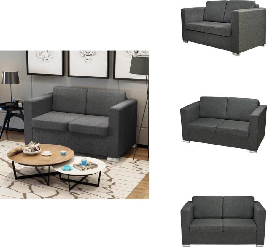 VidaXL Bank Banken Tweezitsbank Tweezitsbanken Tweezitsbank stof donkergrijs - Foto 3