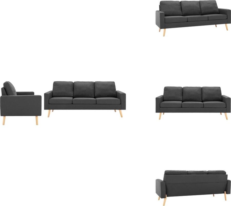 VidaXL Bank Banken Zitbank Zitbanken 2-delig Bankstel stof donkergrijs