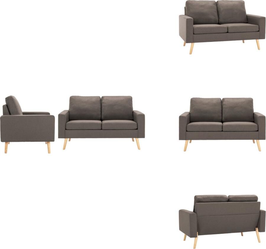 VidaXL Bank Banken Zitbank Zitbanken 2-delig Bankstel stof taupe