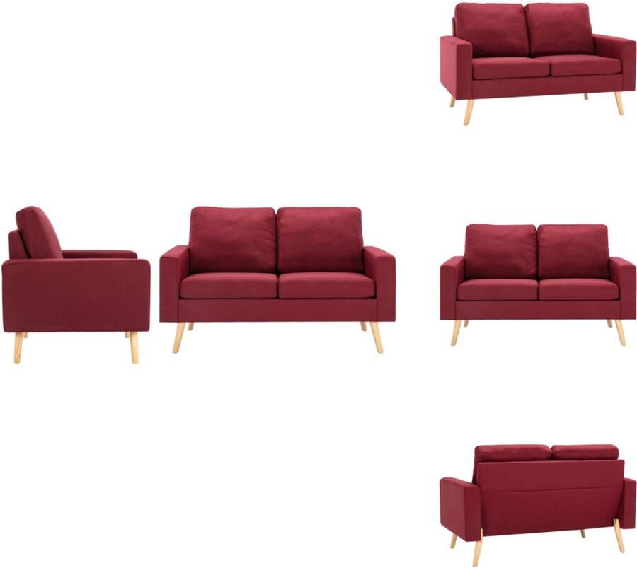 VidaXL Bank Banken Zitbank Zitbanken 2-delig Bankstel stof wijnrood