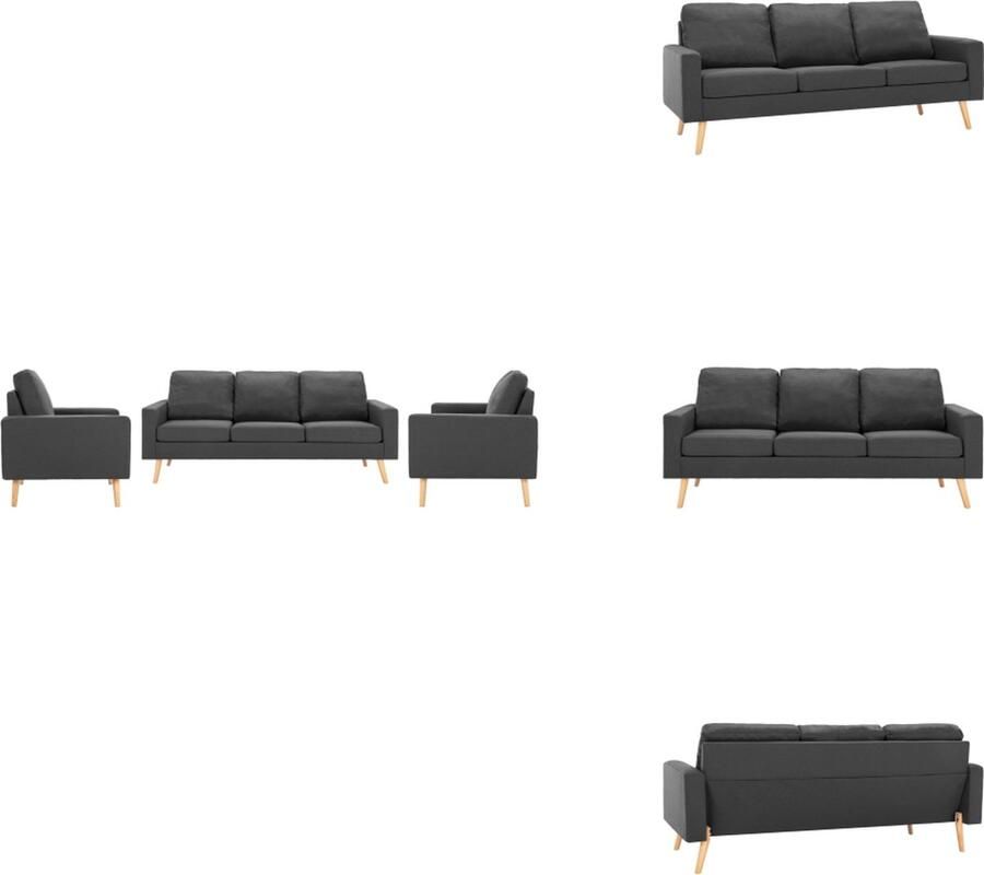 VidaXL Bank Banken Zitbank Zitbanken 3-delig Bankstel stof donkergrijs