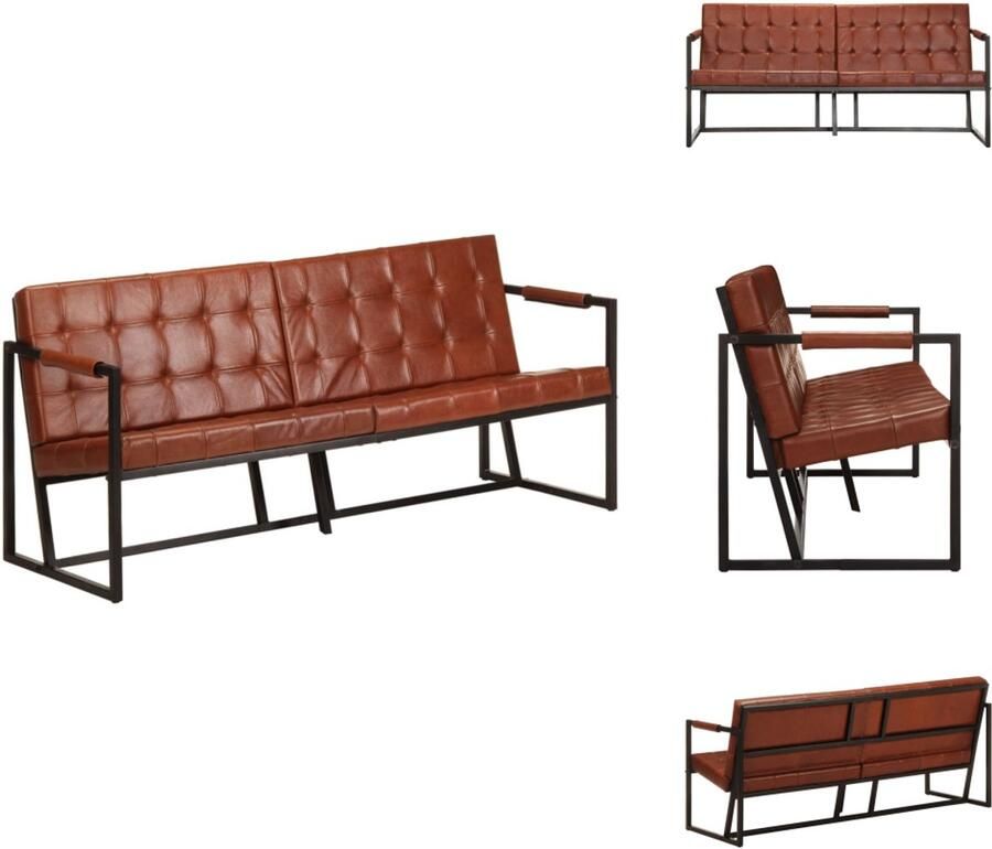 VidaXL Bank Banken Zitbank Zitbanken Driezitsbank echt geitenleer bruin