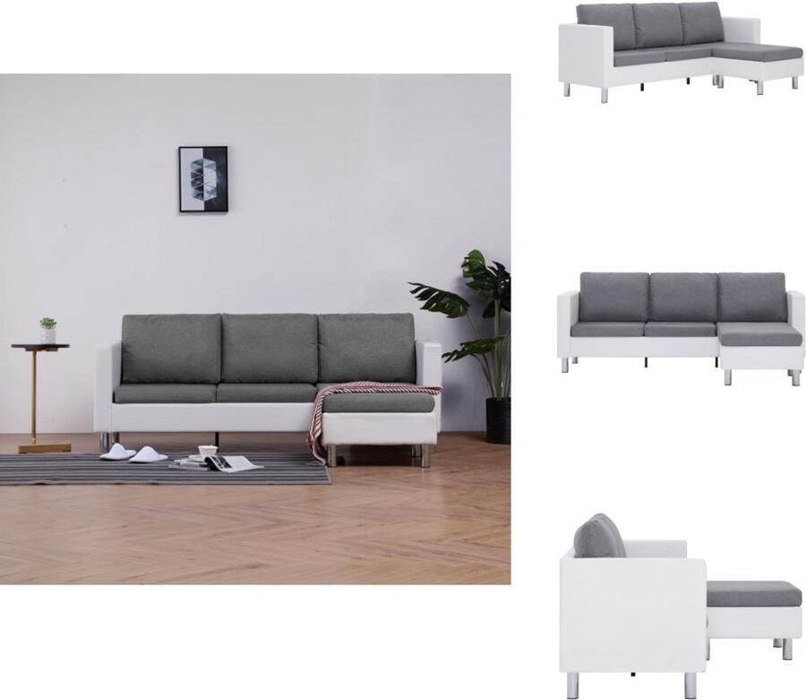 VidaXL Bank Banken Zitbank Zitbanken Driezitsbank met kussens kunstleer wit