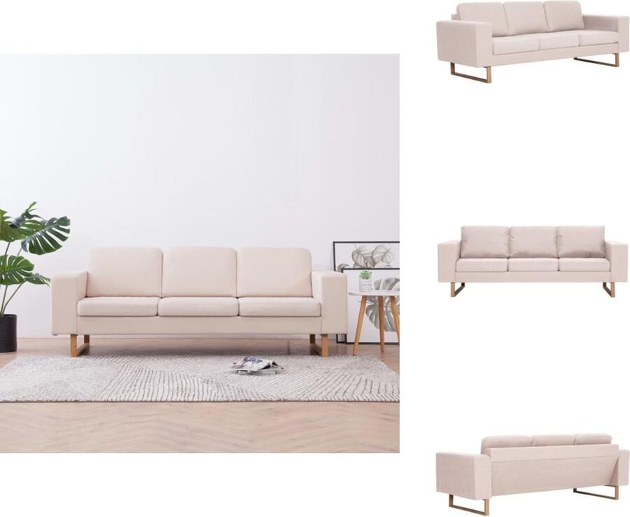 VidaXL Bank Banken Zitbank Zitbanken Driezitsbank stof crème