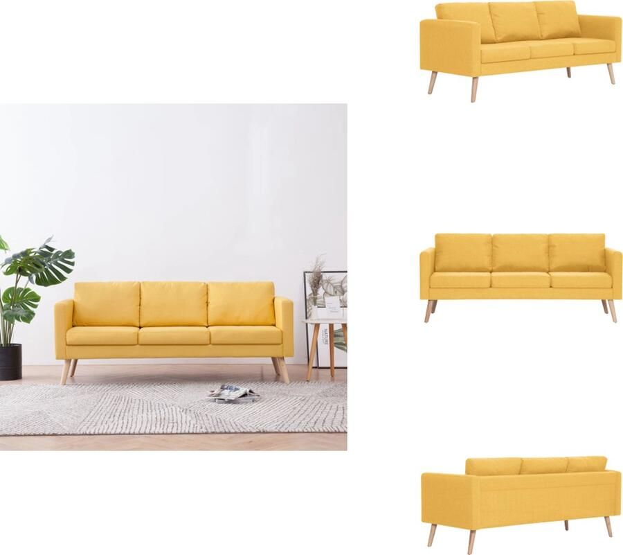 VidaXL Bank Banken Zitbank Zitbanken Driezitsbank stof geel - Foto 2