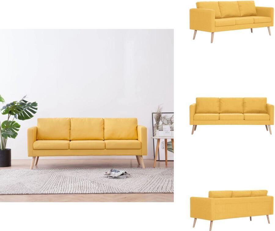 VidaXL Bank Banken Zitbank Zitbanken Driezitsbank stof geel