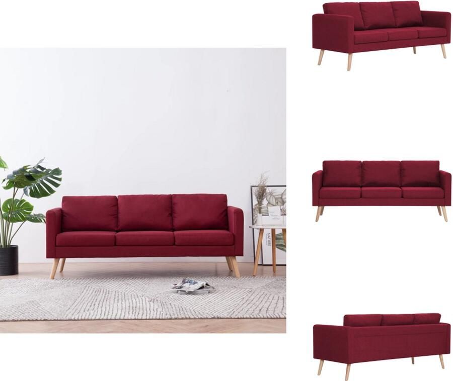 VidaXL Bank Banken Zitbank Zitbanken Driezitsbank stof wijnrood
