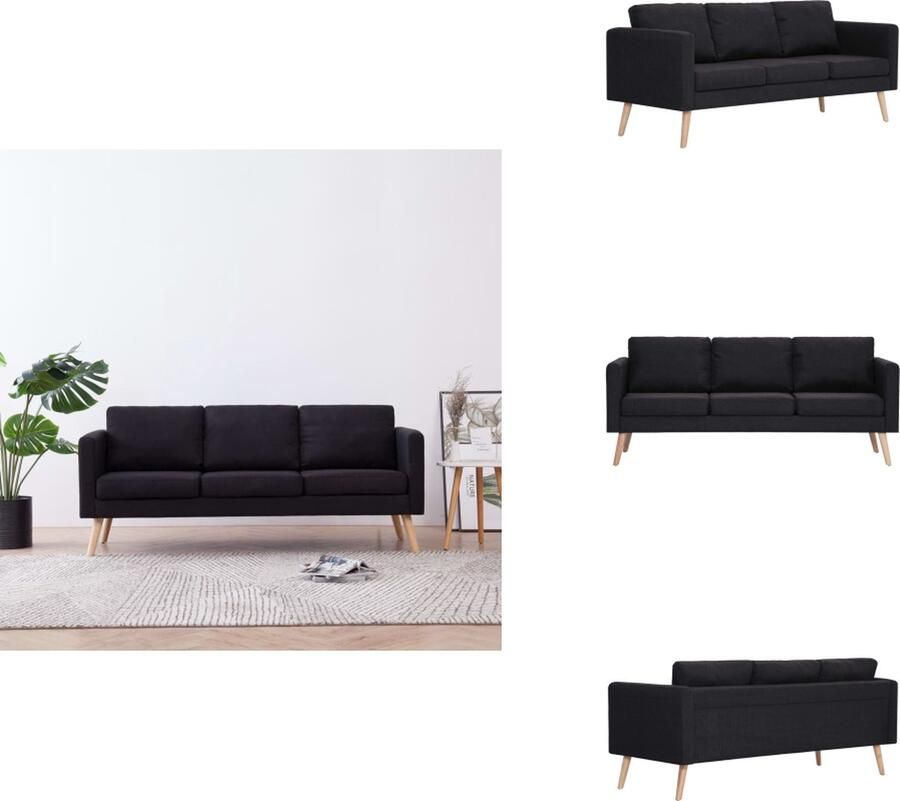 VidaXL Bank Banken Zitbank Zitbanken Driezitsbank stof zwart - Foto 2