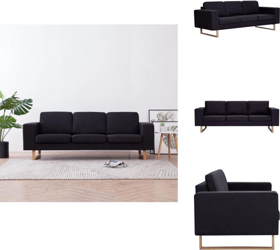 VidaXL Bank Banken Zitbank Zitbanken Driezitsbank stof zwart