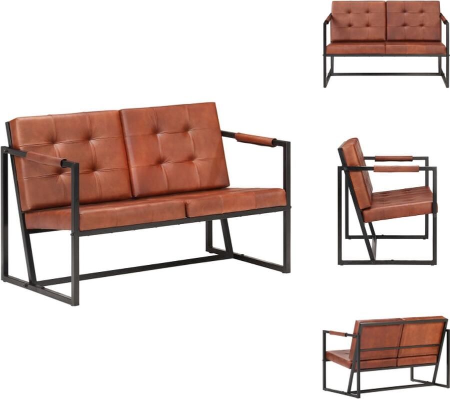 VidaXL Bank Banken Zitbank Zitbanken Tweezitsbank echt geitenleer bruin