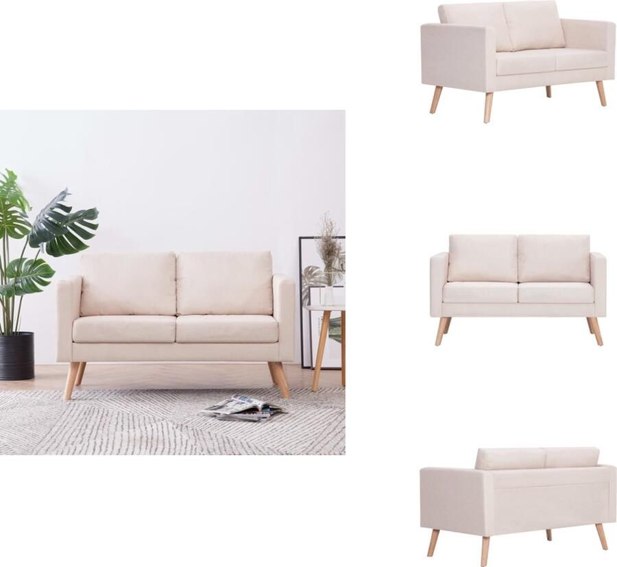 VidaXL Bank Banken Zitbank Zitbanken Tweezitsbank stof crème - Foto 2