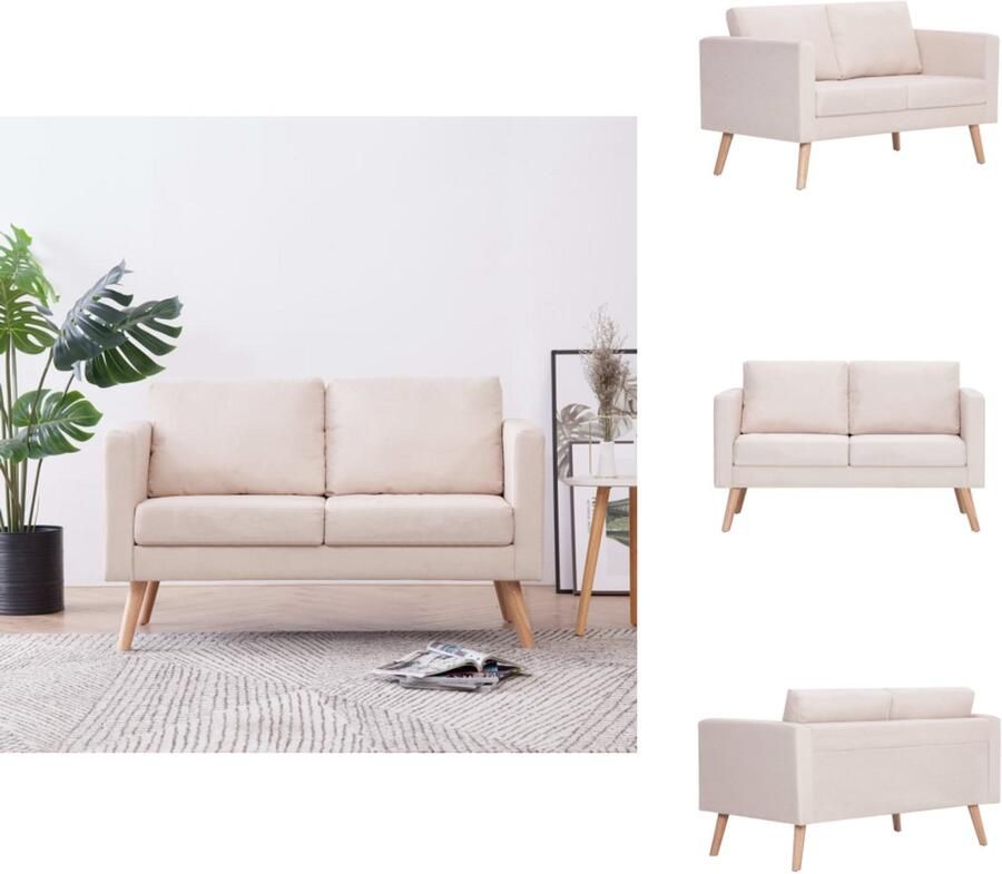 VidaXL Bank Banken Zitbank Zitbanken Tweezitsbank stof crème