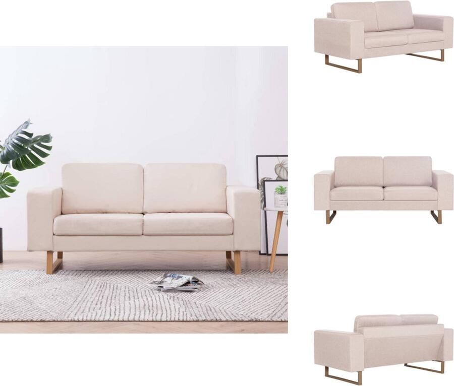 VidaXL Bank Banken Zitbank Zitbanken Tweezitsbank stof crème - Foto 2