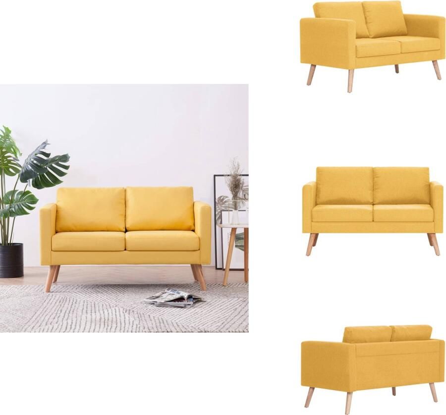 VidaXL Bank Banken Zitbank Zitbanken Tweezitsbank stof geel - Foto 3