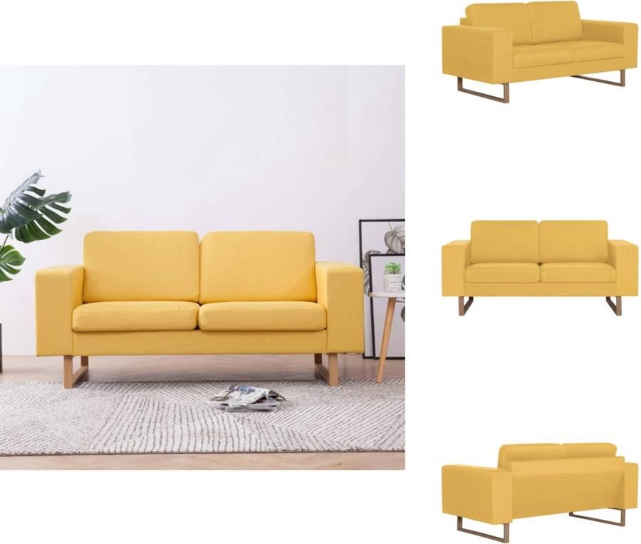 VidaXL Bank Banken Zitbank Zitbanken Tweezitsbank stof geel - Foto 2