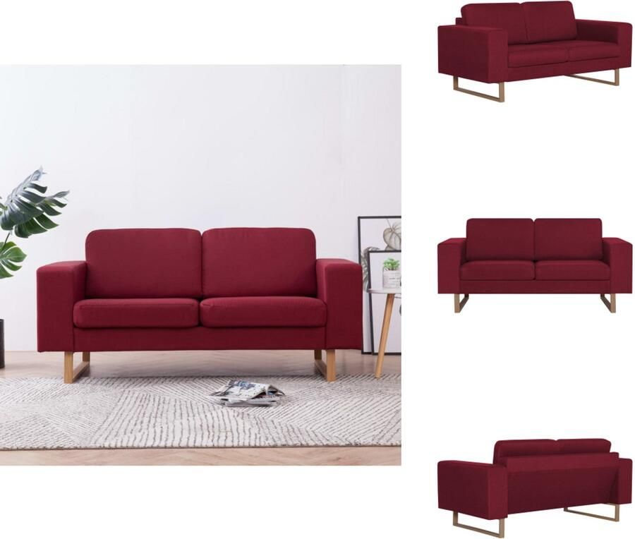 VidaXL Bank Banken Zitbank Zitbanken Tweezitsbank stof wijnrood