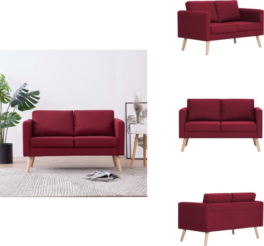 VidaXL Bank Banken Zitbank Zitbanken Tweezitsbank stof wijnrood