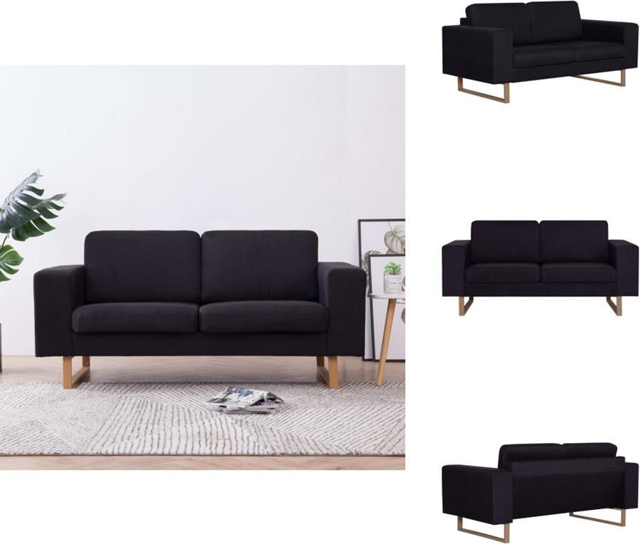 VidaXL 2-zitsbank Zwart 116 x 70 x 73 cm Houten frame en stof Bank
