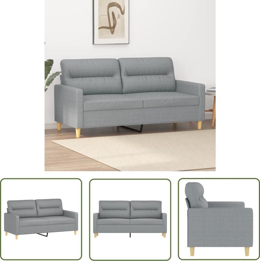 The Living Store Bank 2-Zitsbank 158x77x80 cm Lichtgrijs Tweezitsbank Bank Grijs Bankstellen Salon Meubilair Lounge Meubel