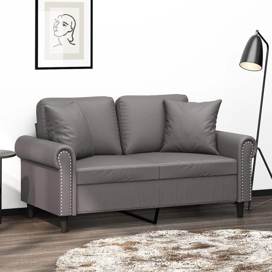 The Living Store 2-zitsbank kunstleer grijs 152 x 77 x 80 cm comfortabel en duurzaam Tweezitsbank Bank Grijs Lederlook Bank Lounge Bank Modern Sofa