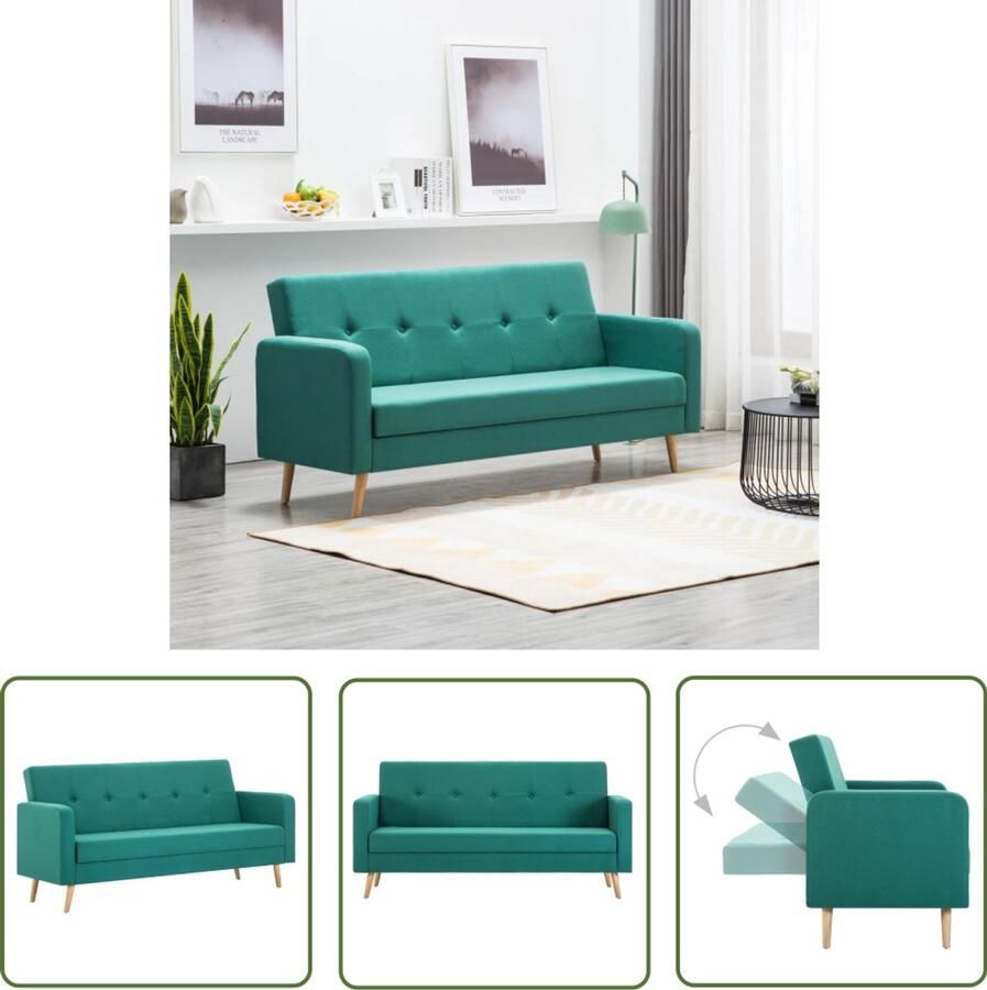VidaXL Bank Groen 3-in-1 Slaapbank Stof Sofa Bankstel Slaapbank Lounge Bank Verdeeld Wonen Multifunctionele Meubels Stoffen Bank Groene Bank