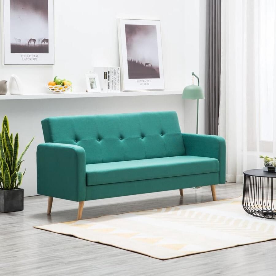 VidaXL Bank Groen 3-in-1 Slaapbank Stof Sofa Bankstel Slaapbank Lounge Bank Verdeeld Wonen Multifunctionele Meubels Stoffen Bank Groene Bank - Foto 2