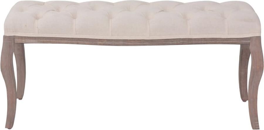 VidaXL Bank Linnen 110x38x48 cm Crèmewit Bank Stofbank Vintage Bank Klassieke Bank Salontafel Luxe Bank Cabriole Potten Creme Wit Meubilair Kamerdecoratie