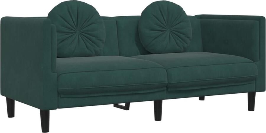 The Living Store Fluweel Tweezitsbank 173.5x77x70 cm Donkergroen Tweezitsbank Fluweel Sofa Donkere Groene Bank Lounge Meubilair Zitzitting - Foto 2