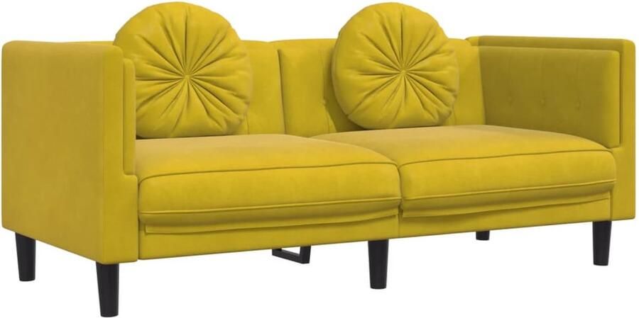The Living Store Gele Fluweel 2-Zitsbank 173.5 x 77 x 70 cm Comfortabel gebouwd Gele Bank Fluweelb Bank 2 Persoons Bank Banks Kopen Lounge Meubilair - Foto 2