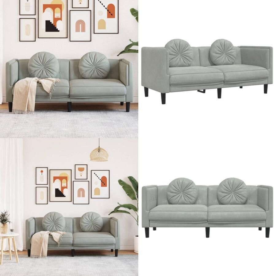 The Living Store Bank Velvet 2-zitsbank Lichtgrijs 173.5 x 77 x 70 cm Comfortabele zitervaring Tweezitsbank Velvet Bank Fluweelbank Grijze Bank Banks Kopen