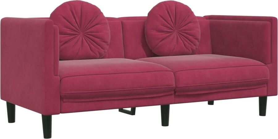 The Living Store Bank 2-zits Fluweel Wijnrood 173.5 x 77 x 70 cm Comfortabele zitervaring Tweezitsbank Fluweel Sofa Rode Bank Lounge Meubilair Woonkamer Meubilering - Foto 2