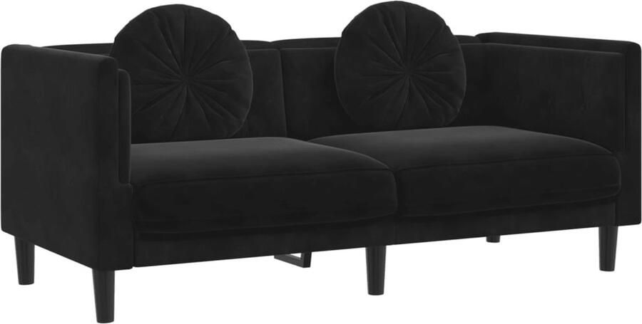 The Living Store Bank Madrid 2-zits Zwart Fluweel Comfortabel en modern design 173.5x77x70cm Tweezitsbank Fluweel Sofa Zwarte Bank Moderne Bank Comfortabele Bank - Foto 2