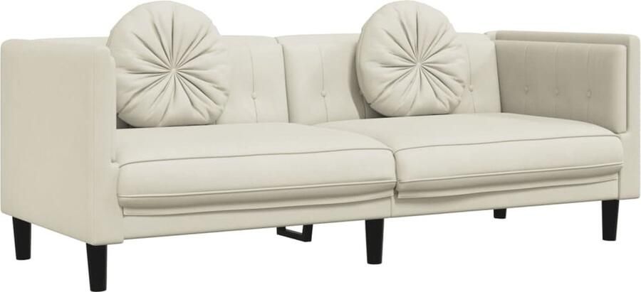 The Living Store 3-zitsbank Velvet 193.5 x 77 x 70 cm Crème Luze fluwelen bank met comfortabele zitting en opvallend modern design 3 Zits Bank Velvet Bank Fluweel Sofa Creme Bank Banks Kopen - Foto 2