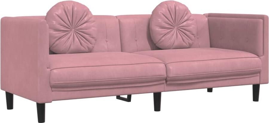 The Living Store 3-zitsbank 193.5 x 77 x 70 cm Zacht fluweel roze 3-zitsbank Fluweel Sofa Roze Bank Lounge Bank Living Room Furniture