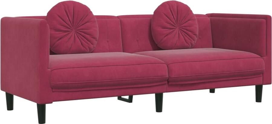 The Living Store Bank Fluweel 3-zits Wijnrood 193.5 x 77 x 70 cm Comfortabele Zit Opvallend Ontwerp 3 Zits Bank Velvet Bank Rode Bank Lounge Bank Banks Kopen - Foto 2