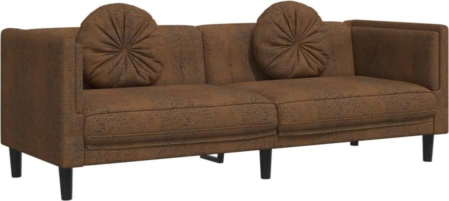 The Living Store 3-zitsbank Kunstsuède bruin Comfortabele zitervaring 3-zitsbank Bruine Bank Lederlook Bank Lounge Bank Banks Kopen